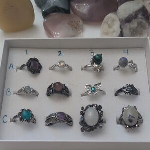 Elegant Silver and Gemstone Ring Set